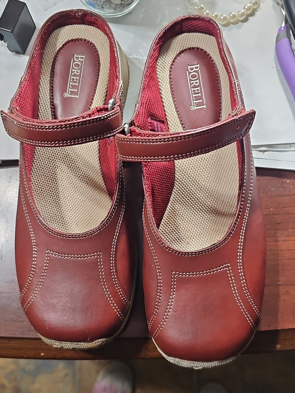 Borelli Mary Jane Comfort Flats in Red